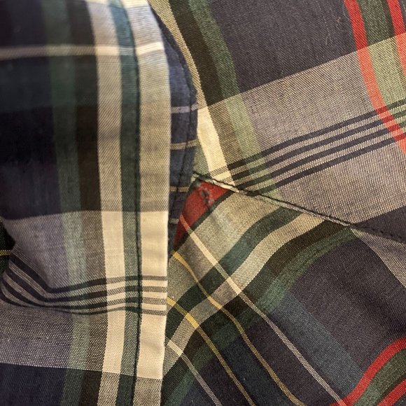 Outlaw Western Wear Navy Green White Plaid L/S Pearl Snap Button Rodeo Shirt 3XL - Picture 5 of 6